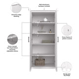 Bush Furniture Key West Bathroom Storage Cabinet with Doors in Pure White Oak