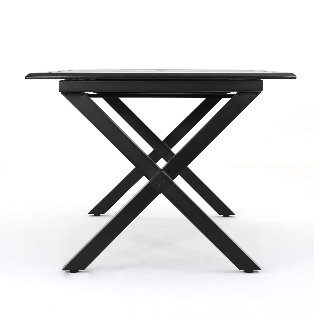 Exuma Outdoor Expandable Cast Aluminum Rectangular Dining Table, Black