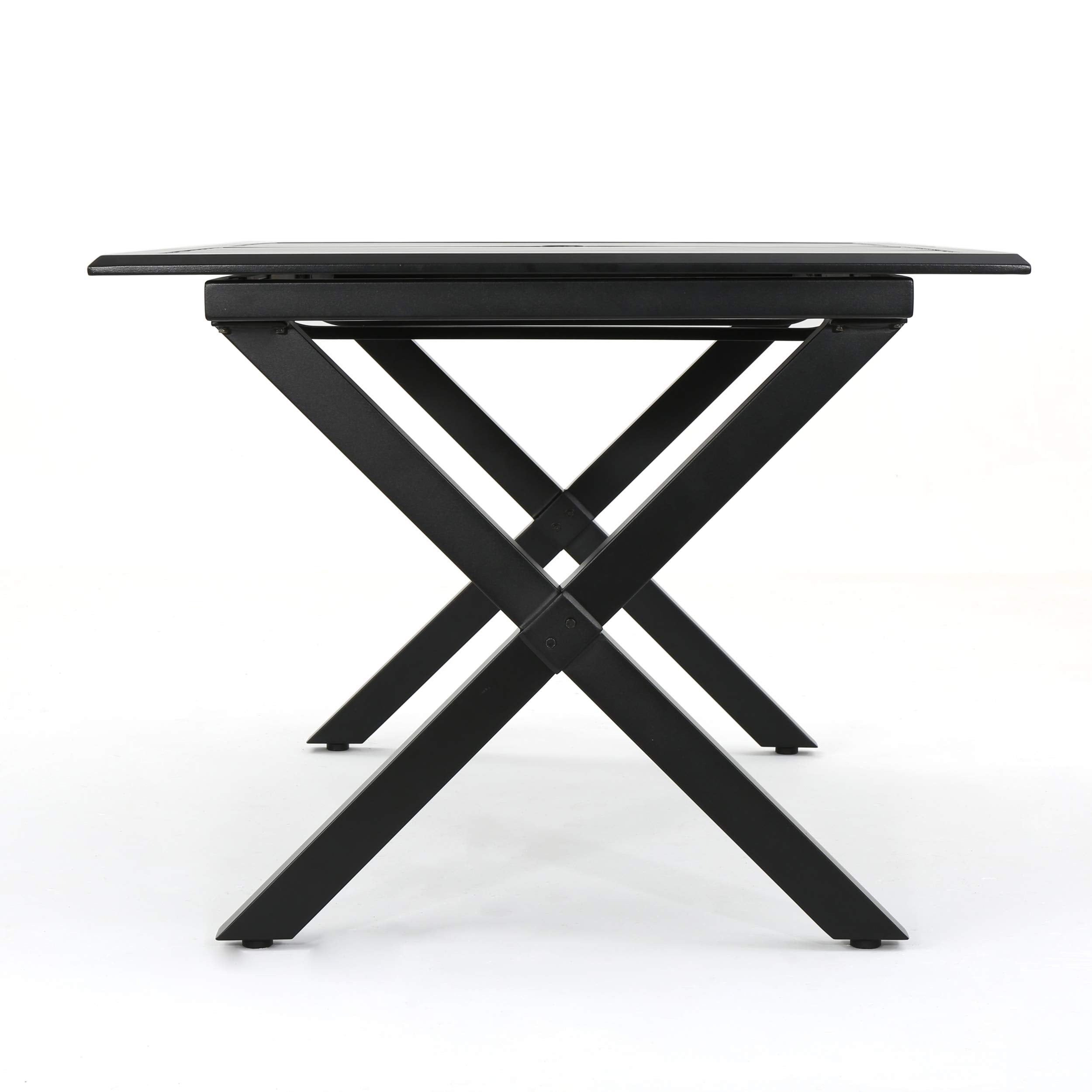 Exuma Outdoor Expandable Cast Aluminum Rectangular Dining Table, Black