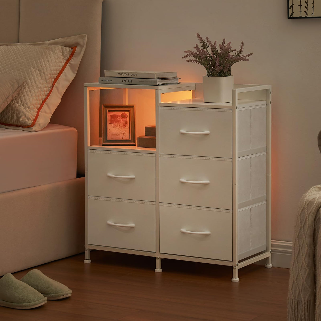 Bedroom with Charging Station and LED Light