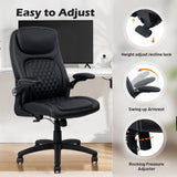 Executive Office Chair PU Leather with Adjustable Flip-up Armrests, High Back Ergonomic