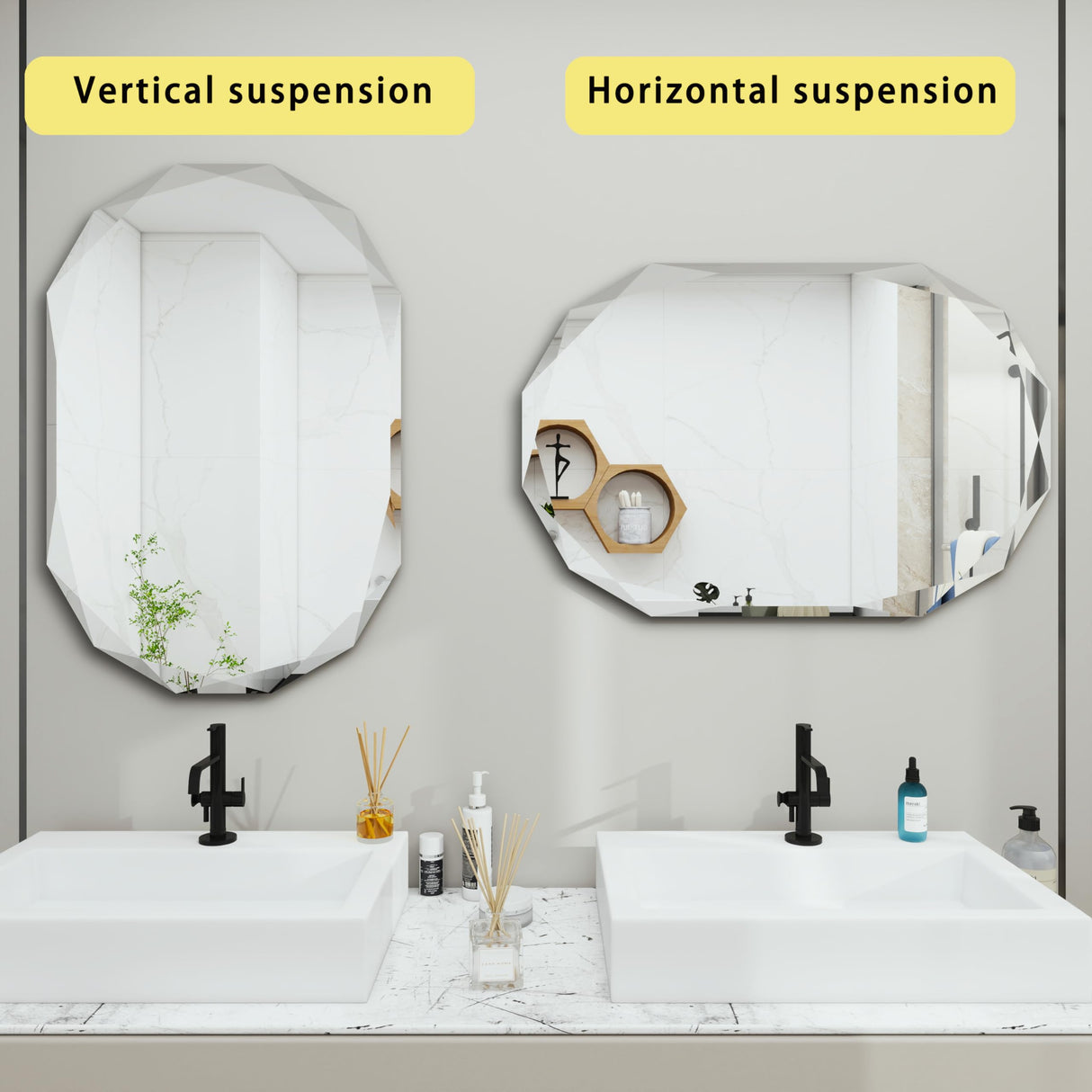 22x30 Inch Beveled Bathroom Mirror - Frameless Wall Mirror