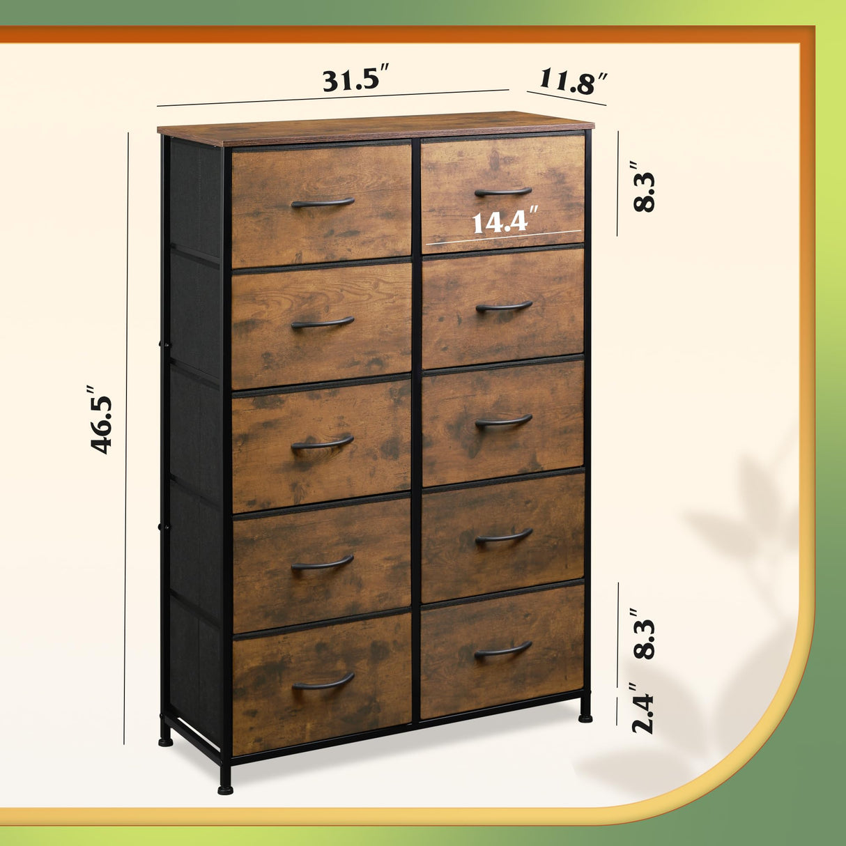 Tall Dresser for Bedroom with 10 Drawers, Chest of Drawers, Dressers Bedroom Furniture,