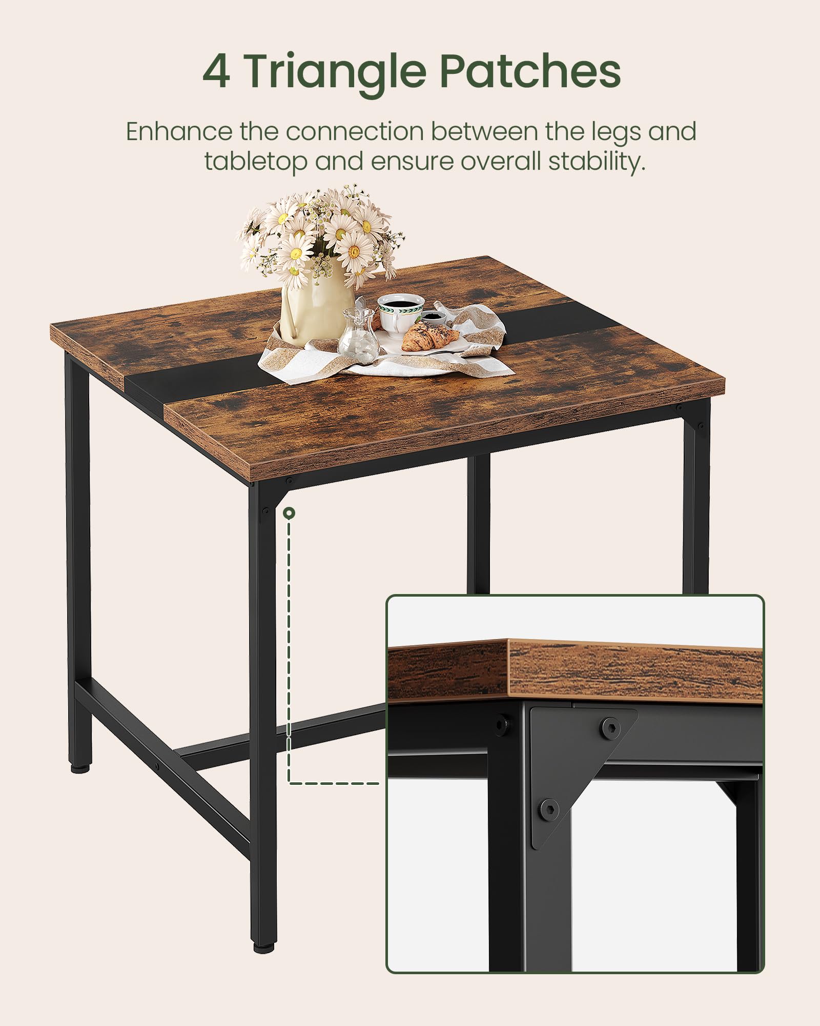 29.5" Square Dining Table - Rustic Brown & Black