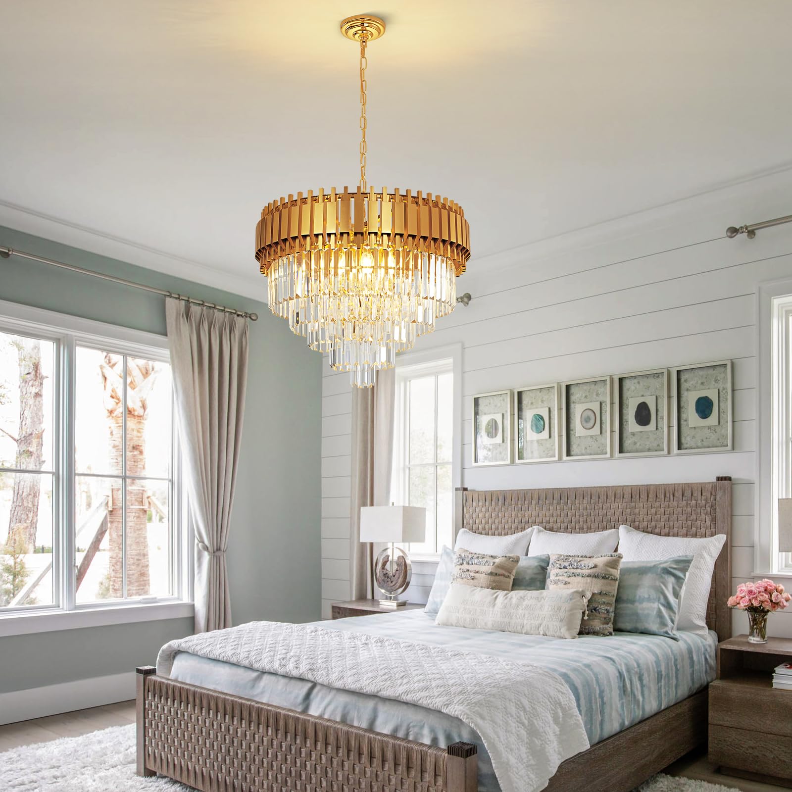 Modern Crystal Pendant Light Luxury Gold Crystal Chandelier Lights 5