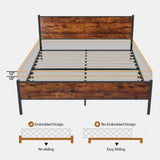 Queen Size Platform Bed Frame with Wooden Headboard and Footboard, Large Under Bed