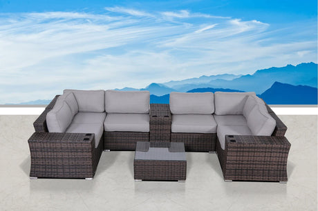 Outdoor Patio Furniture Sets [CM-9080] Brown 10 Piece Sectional Seating Group