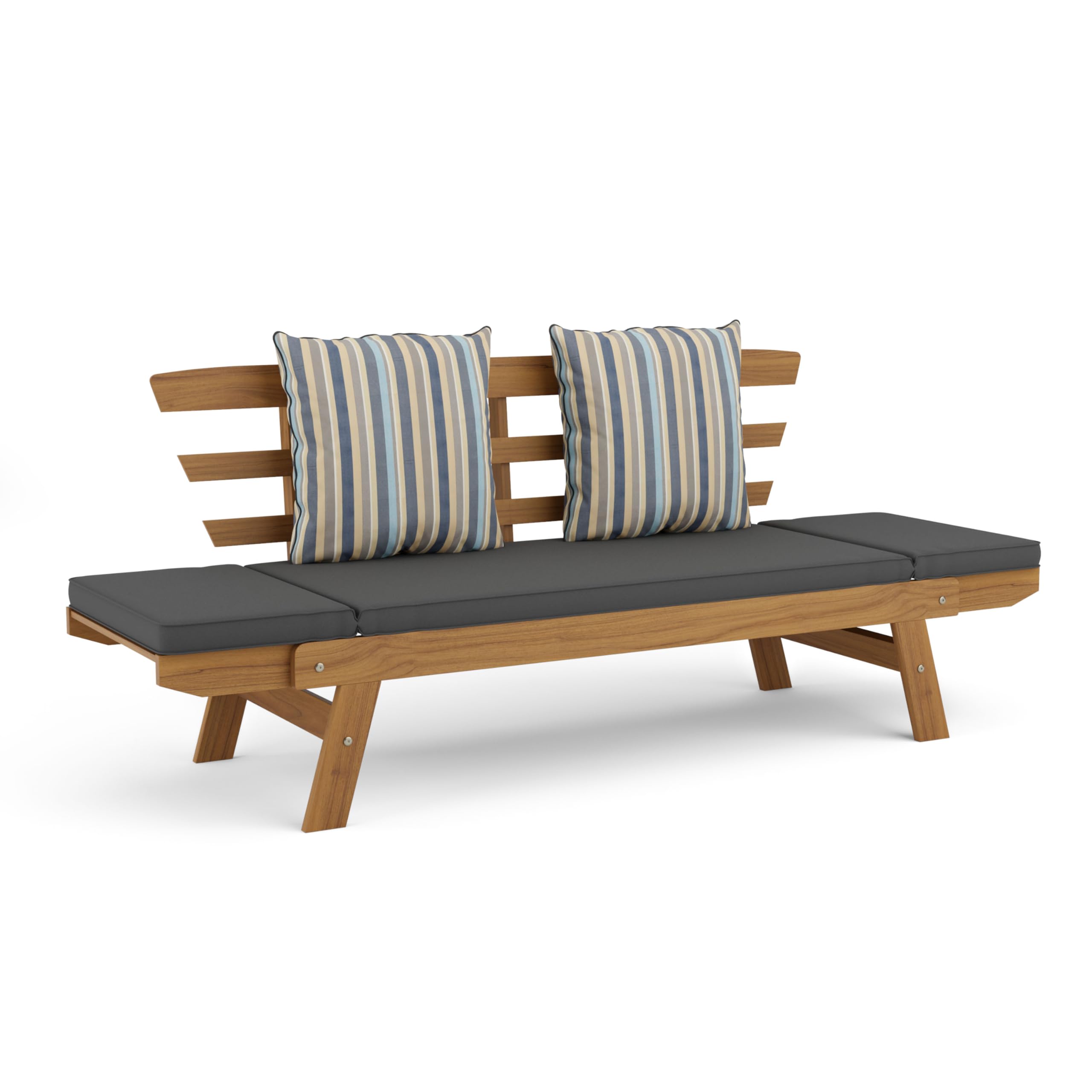 Velden Certified Acacia Natural Finish Wood Sofa Narrow Daybed Small Loveseat Patio Sofa