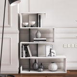 Longway Modern White Bookcase, Farmhouse Bookshelf, Modern Freestanding