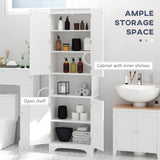 Tall Narrow Bathroom Storage Cabinet with Doors and Shelf Adjustability