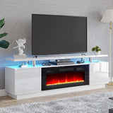 Fireplace TV Stand with 36" Fireplace, 70" Modern High Gloss Fireplace Entertainment