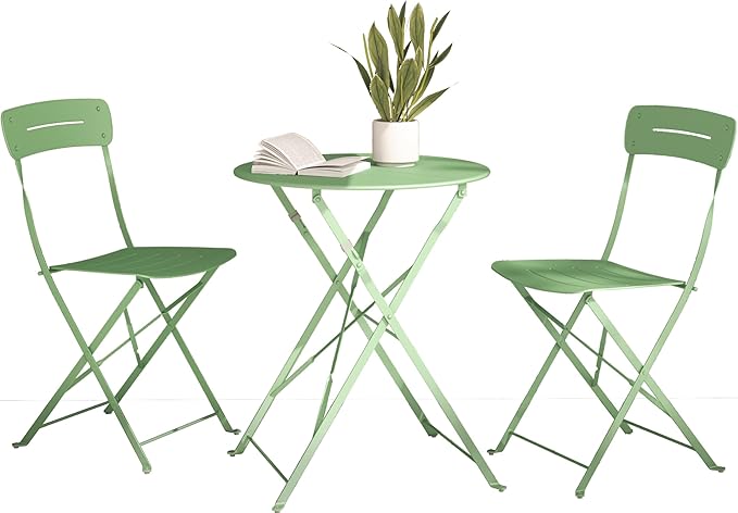 Premium Frame Patio Bistro Set, Colorful Folding Outdoor Patio Furniture Sets