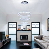 Modern Crystal Chandeliers 3 Rings Round LED Chandelier Fixtures DIY Pendant Lighting