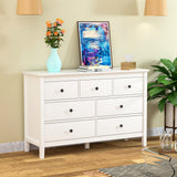 CARPETNAL White dresser, Modern Dresser for Bedroom, 7 Drawer Double Dresser with Wide Drawer and Metal Handles, Wood Dressers & Chests of Drawers for Hallway, Entryway.