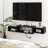 59" Floating TV Stand Wall Mounted with Power Outlet,Wood Wall Mounted Media