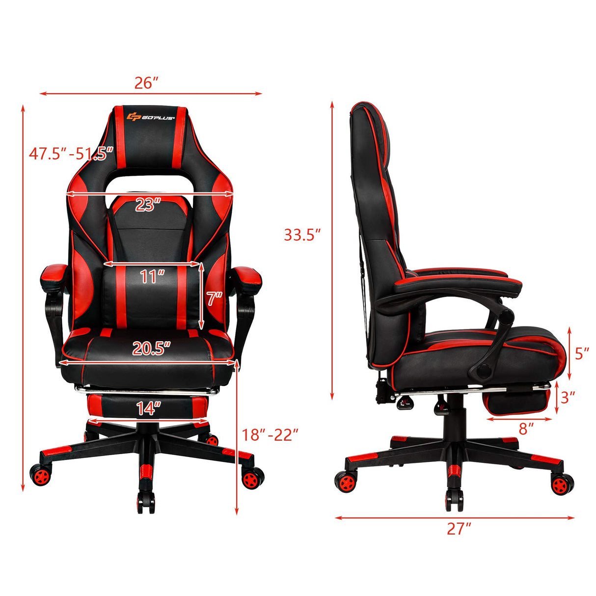 Gaming Chair Adjustable High Back PU Computer Chair