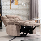 Single Recliner Chairs for Living Room Overstuffed Breathable Fabric Reclining Chair