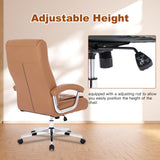 Leather Executive Office Chair with Arms and Wheels, High Back Ergonomic Computer