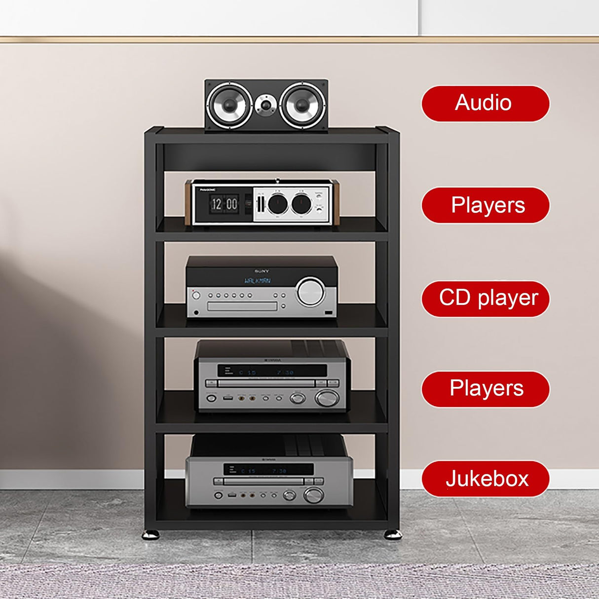 Media Cabinet Stand Audio/Video Component Cabinet Stereo Rack Audio Tower