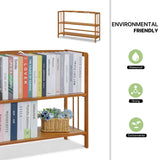 2-Tier Bamboo Open Bookshelf Adjustable Multifunctional Shelving Unit Freestanding Shelf