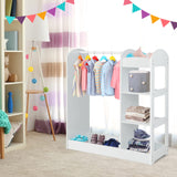 Kids Dress up Storage with Mirror, Clothes Rack, 3-Tier Shelves, Bottom Tray