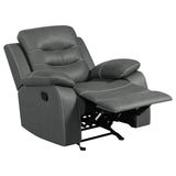 Glider Recliner Chair, Dark Gray Microfiber Leather, Tufted