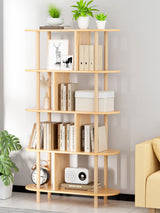 5-Tier Wooden Shelf Bookcase, Modern Open Bookshelf, Freestanding Storage Organizer Shelves