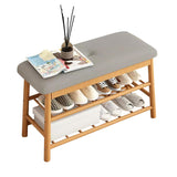 3-Tier Wood Entryway Shoe Rack Bench with Storage and Padded Seat, Shoe Storage