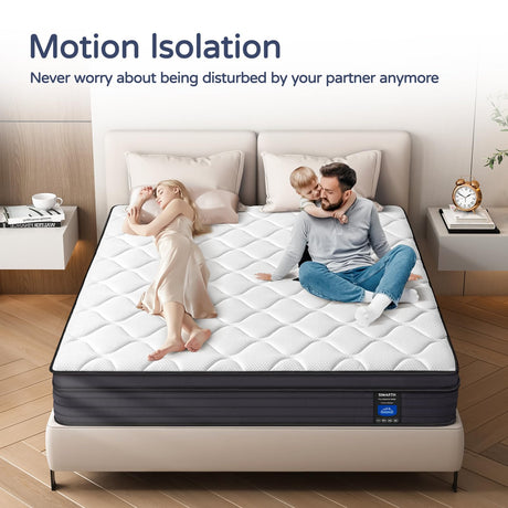 King Size Mattress 12 Inch - Upgrade Strengthen, Memory Foam Hybrid Mattress with Motion Isolation and Pressure Relief,