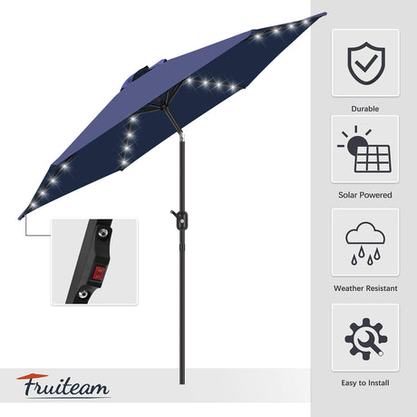 7.5FT Solar Patio Umbrella Outdoor LED Umbrella,Table Umbrella with Lights Heavy Duty Patio Umbrella