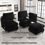 Belffin Modular Sectional Sofa Sleeper Couch with Storage Velvet Sectional Sofa Bed, 8 Seats, Beige