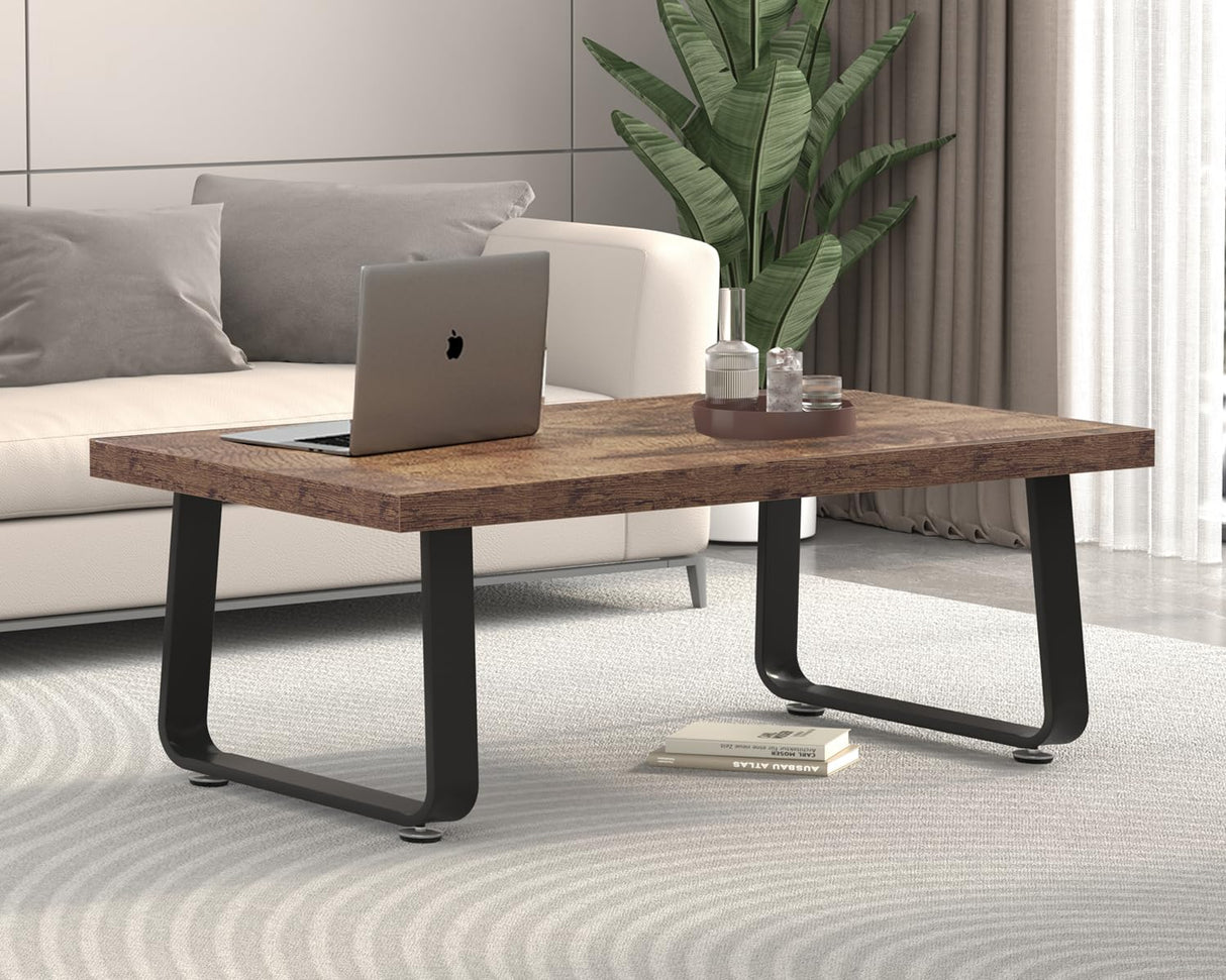 Wooden Coffee Table, Industrial Rectangle Center Table, Modern Minimalist Coffee Table