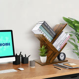 2 Tier Tree Bookshelf, Retro Floor-Standing 2 Shelf Bookcase Storage Rack, Wooden Storage