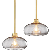 11" Large Pendant Lights - 2 Pack Modern Gold & Grey Glass Chandelier