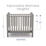 Emery Mini Convertible Baby Crib with 2.75-inch Mattress, Grey