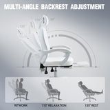 Dowinx Ergonomic Office Chair,Breathable Mesh Computer Chair with Pocket Spring Cushion,Comfy Desk Chair with Adjustable Lumbar Support and Headrest,Steel Base Swivel Task Chair with Footrest,White