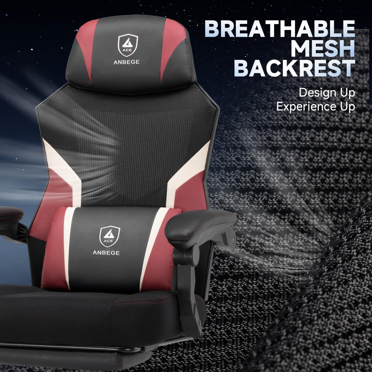 Ergonomic Mesh Gaming Chair with Footrest - High-Back Reclining Office Chair