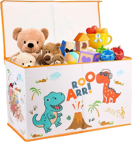 Collapsible Sturdy Kids Storage Organizer for Boys Girls, 25"x13"x16" Storage Box with Lids, Toy Chest Bins