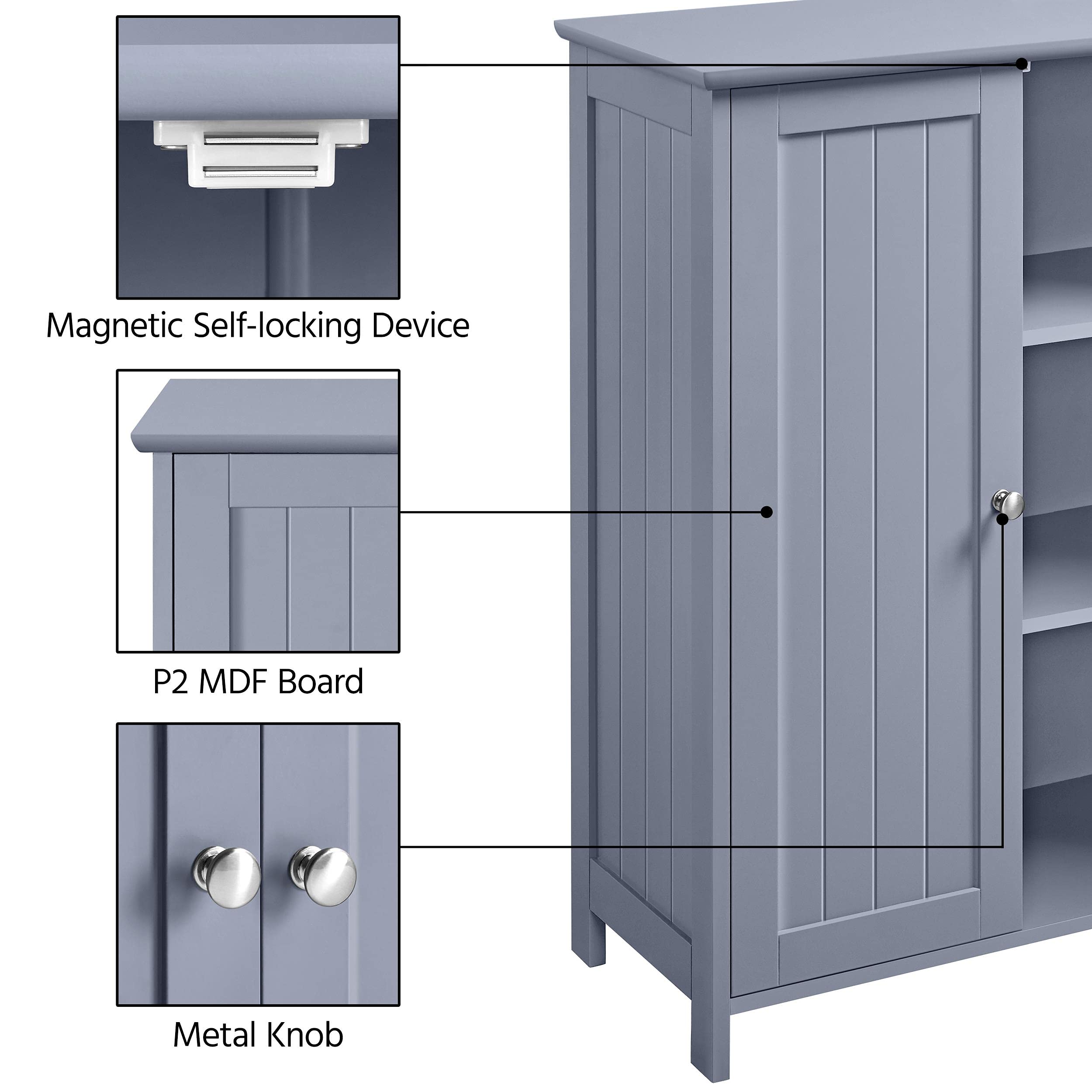 Bathroom Floor Cabinet, Modern Storage Freestanding Organizer Cabinet