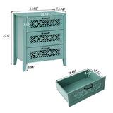 3 Drawers Dresser with Hollow Carving Decoration, Modern Chest of Drawers