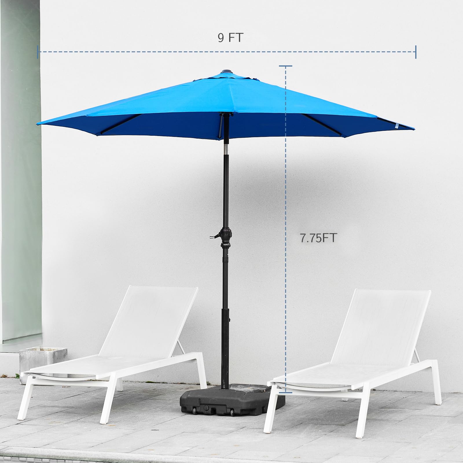 9FT Outdoor Patio Umbrella with Push Button Tilt and Crank