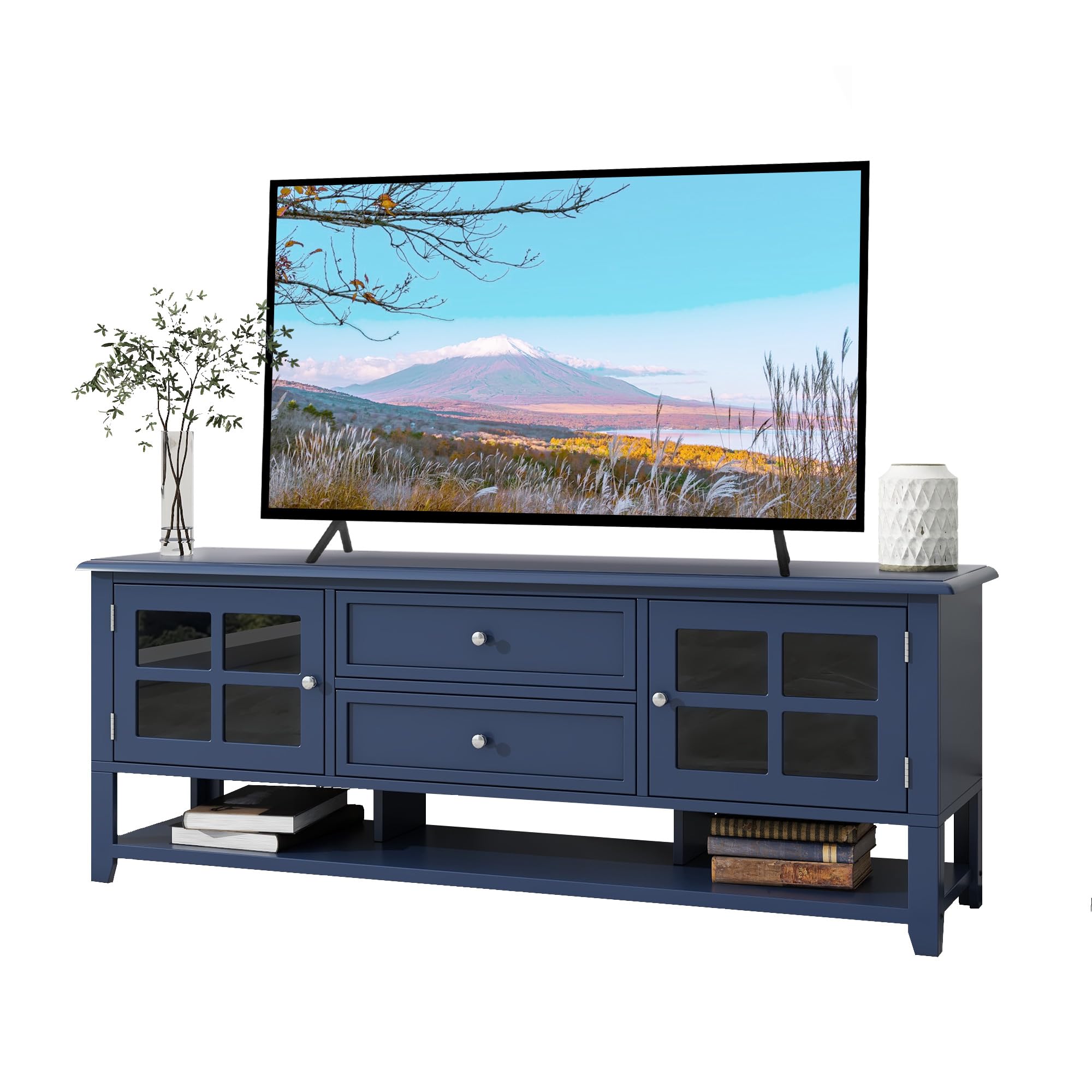 Farmhouse TV Stand for TVs up to 60" - Cottage Wood Entertainment Center