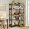 5-Tier Corner Bookshelf - Modern Tall Corner Bookcase with Sturdy Metal Frame, Large