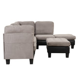 Modern 3 Piece Microfiber and Faux Leather L Shaped Sectional Sofa with Reversible