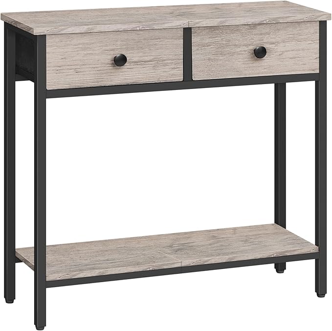 29.5" Narrow Console Table with 2 Fabric Drawers, Small Entryway Table