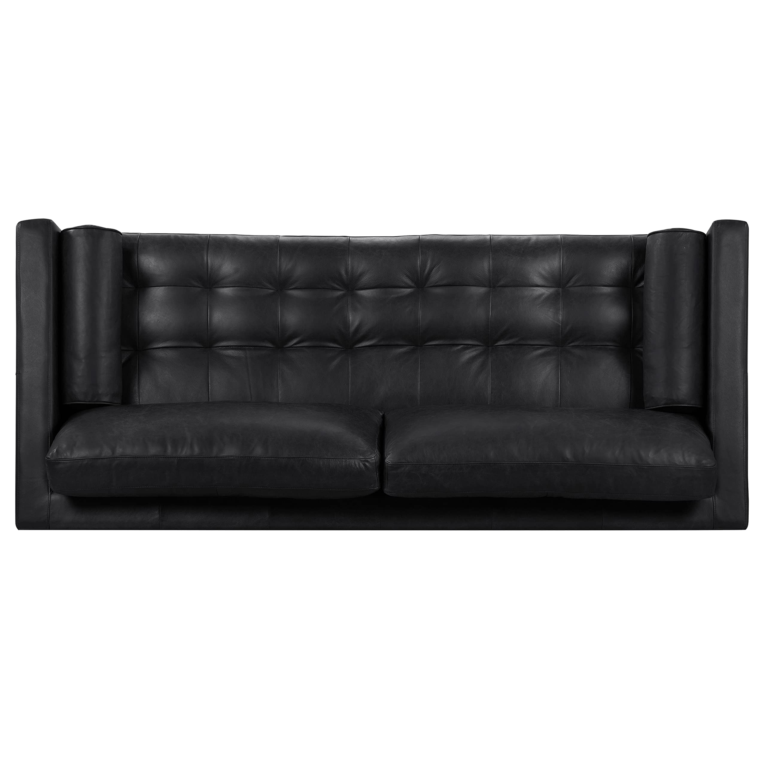 Napa 88.5” Sofa in Full-Grain Semi-Aniline Italian Tanned Leather, Onyx Black