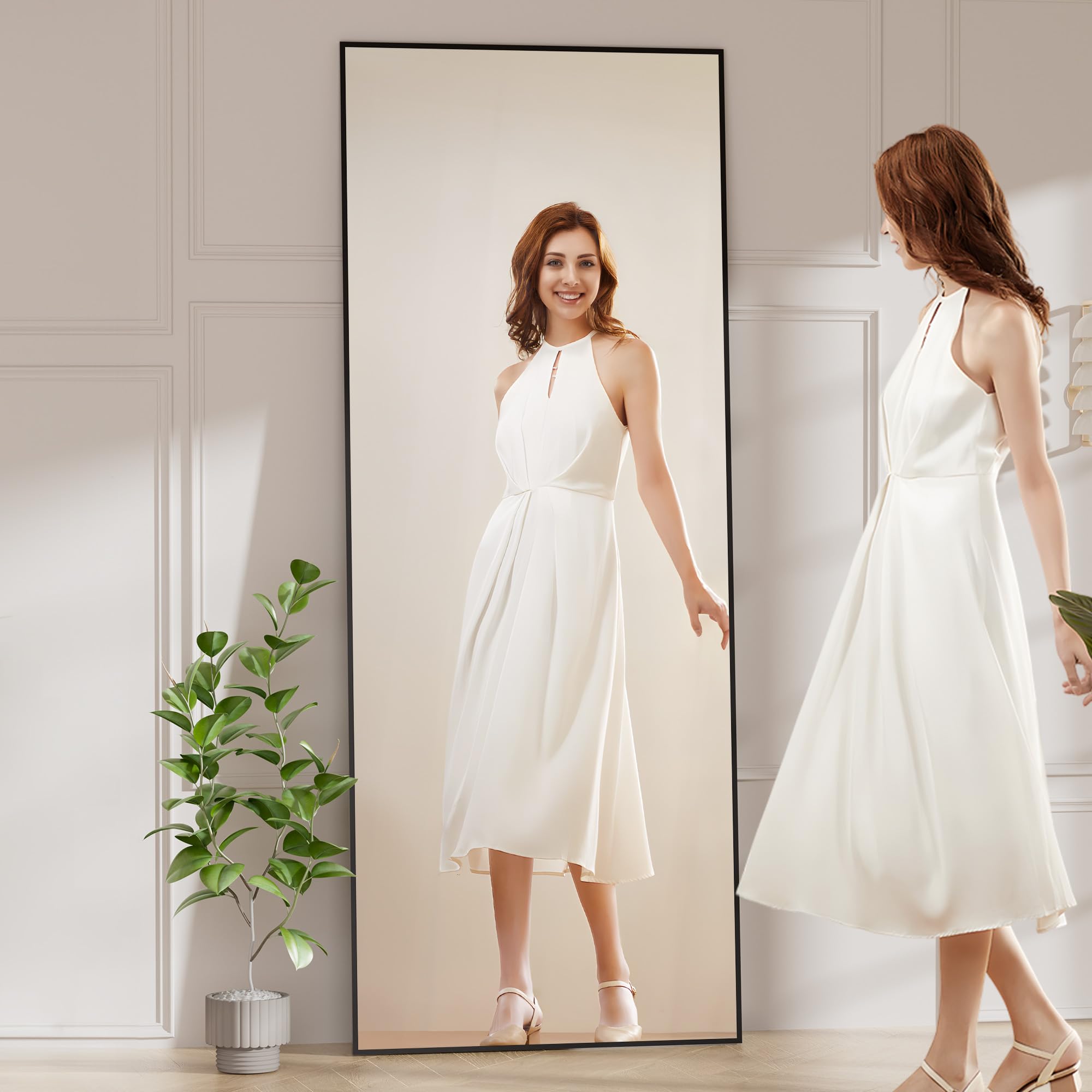 81" x 43" Full Length Floor Mirror - Standing Square Body Mirror with Distortion-Free Glass