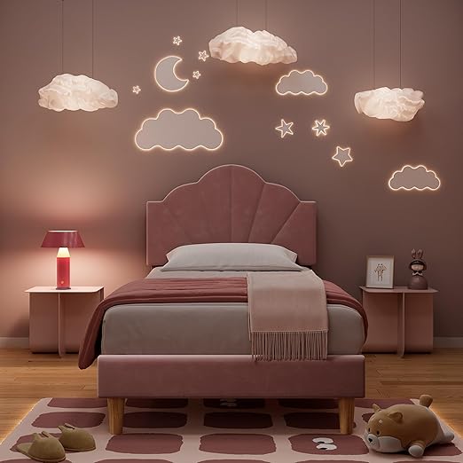 Twin XL Velvet Platform Bed with Adjustable Headboard