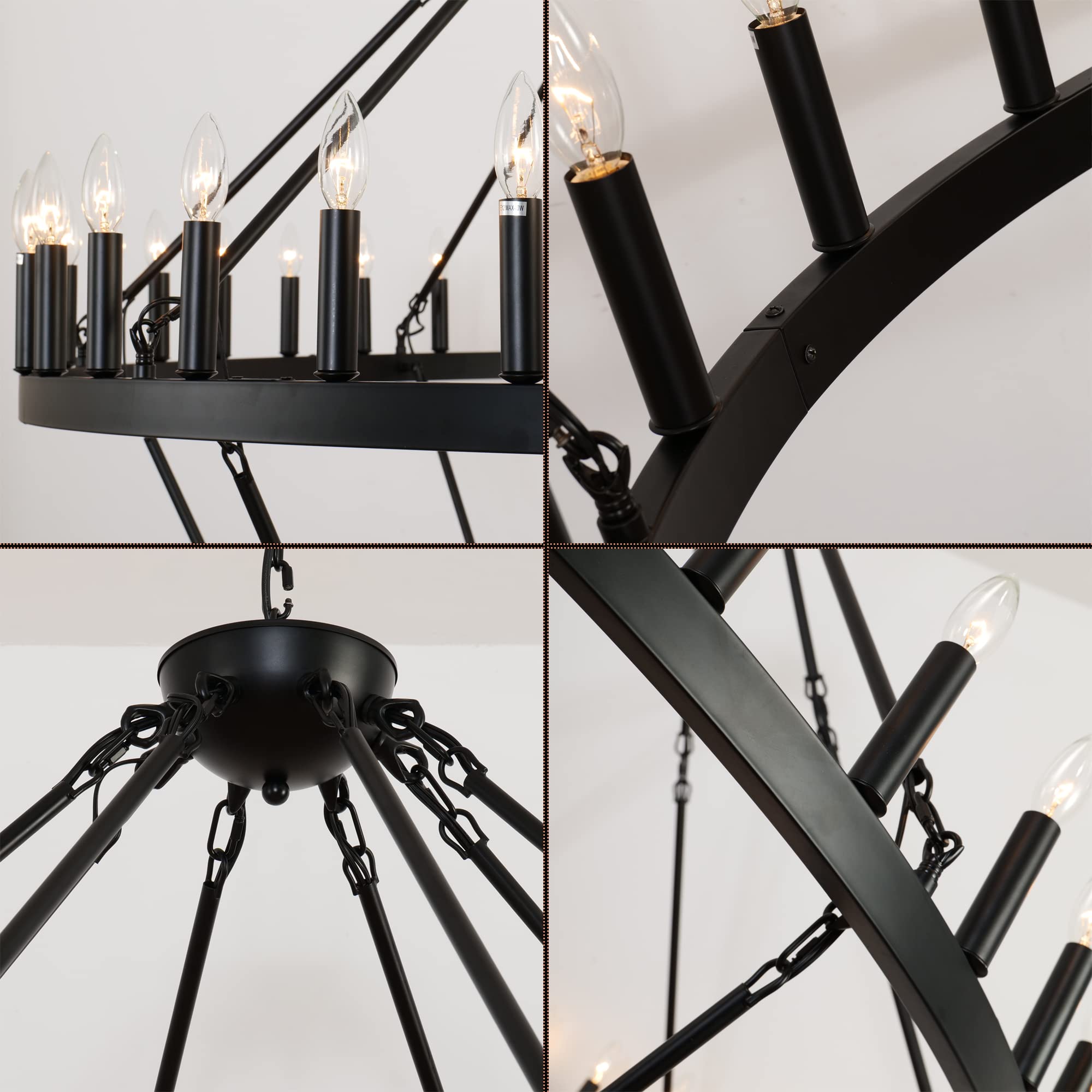 70 Inch Extra Large Wagon Wheel Chandelier 2 Tier 64-Lights