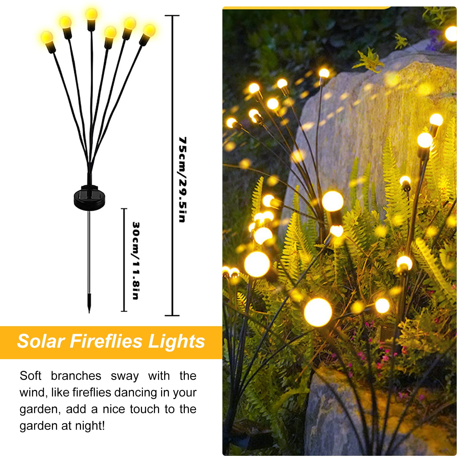 Solar Outdoor Lights, 6 Pack Solar Garden Lights, Firefly Lights Solar Outdoor, Solar